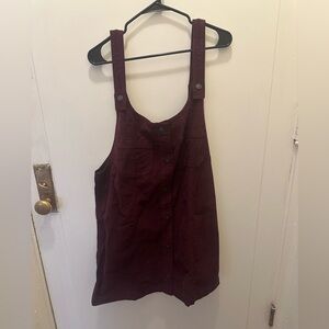 American Eagle Corduroy Maroon Overall Mini Dress XL NWT